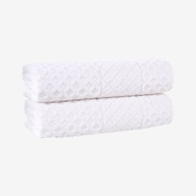 Glossy Turkish Bath Towels - White - Set of 2