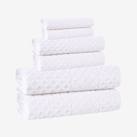 Glossy Turkish Towels - White - Set of 6