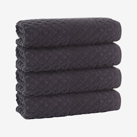 Glossy Turkish Bath Towels - Anthracite - Set of 4