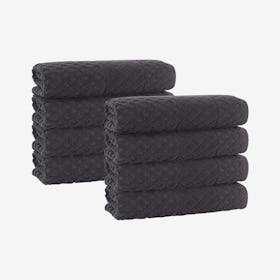 Glossy Turkish Hand Towels - Anthracite - Set of 8