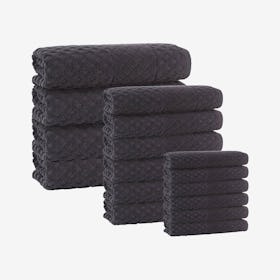 Glossy Turkish Towels - Anthracite - Set of 16