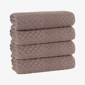 Glossy Turkish Bath Towels - Sand - Set of 4