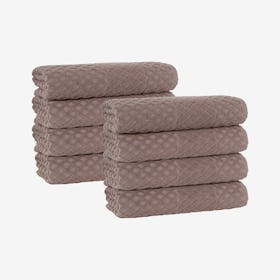 Glossy Turkish Hand Towels - Sand - Set of 8