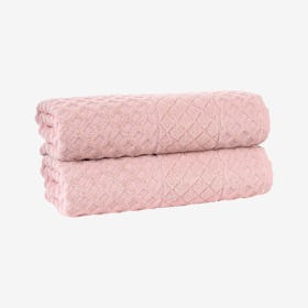 Glossy Turkish Bath Towels - Peach - Set of 2
