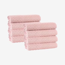 Glossy Turkish Hand Towels - Peach - Set of 8