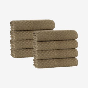Glossy Turkish Hand Towels - Olive - Set of 8