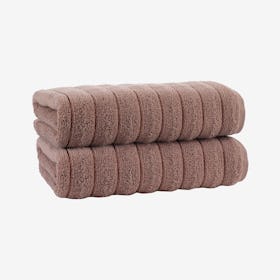 Vague Turkish Bath Towels - Beige - Set of 2