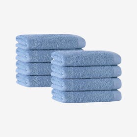 Signature Turkish Hand Towels - Aqua - Set of 8