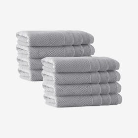 Veta Turkish Hand Towels - Silver - Set of 8