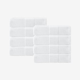 Ria Waffle Turkish Hand Towels - White - Set of 8