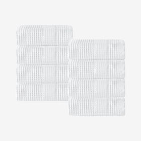 Ria Waffle Turkish Washcloths - White - Set of 8