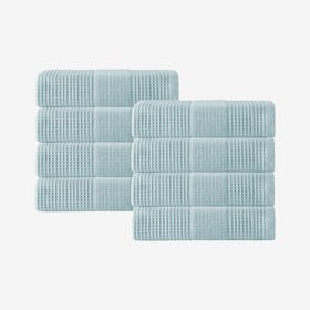 Ria Waffle Turkish Hand Towels - Aqua - Set of 8