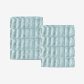 Ria Waffle Turkish Washcloths - Aqua - Set of 8