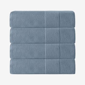 Ria Waffle Turkish Bath Towels - Navy - Set of 4