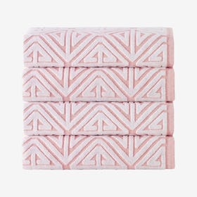 Glamour Turkish Bath Towels - Pink - Set of 4