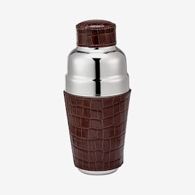 Cocktail Shaker - Brown - Crocodile Embossed Leather
