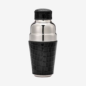 Cocktail Shaker - Black - Crocodile Embossed Leather