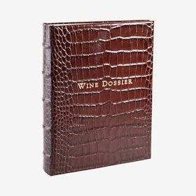 Tabbed Wine Dossier - Brown - Crocodile Embossed Leather