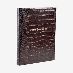 Tabbed Wine Journal- Brown - Crocodile Embossed Leather