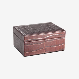 Storage Box - Brown - Crocodile Embossed Leather