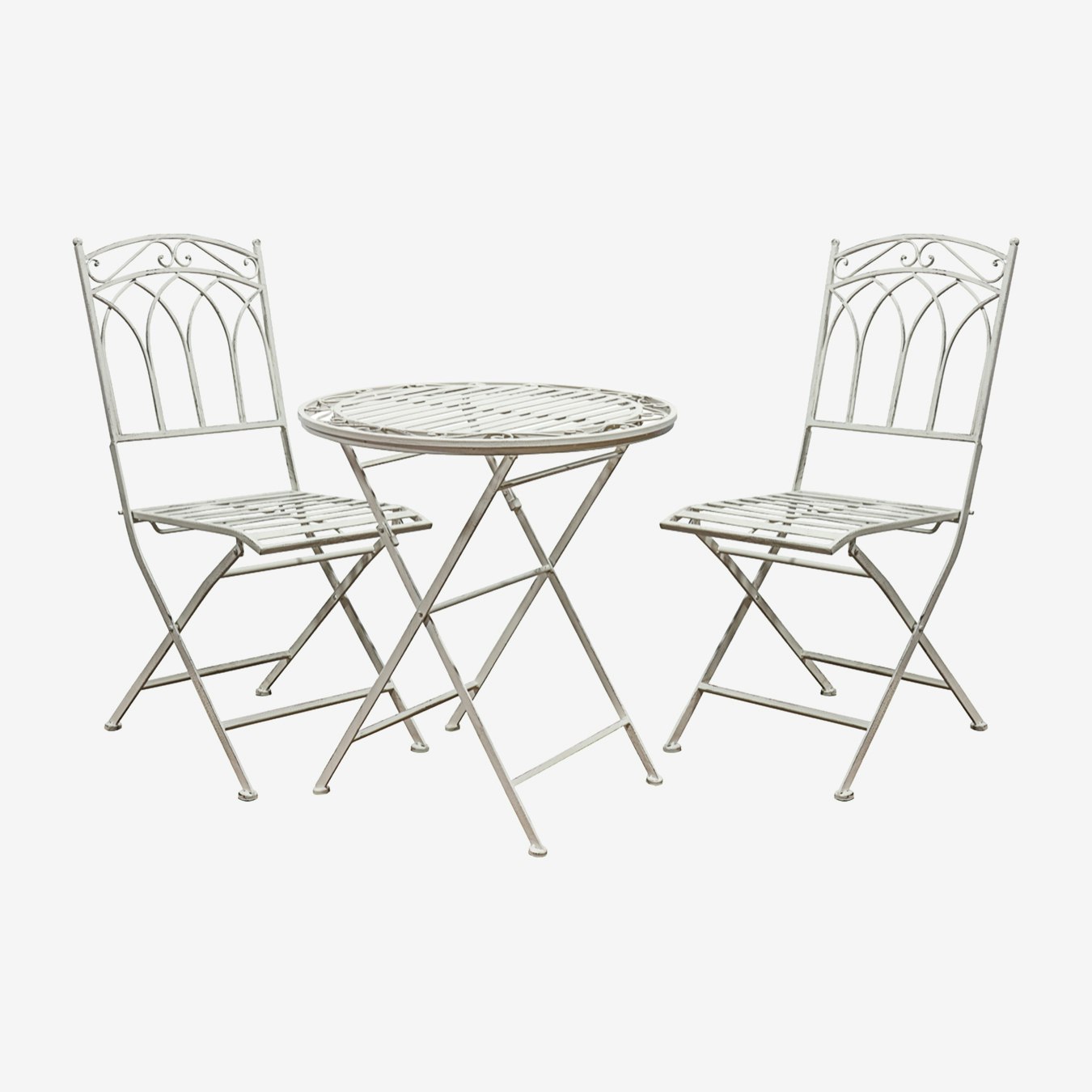 Foldable Metal Outdoor Bistro Set - White by E.S. Designs