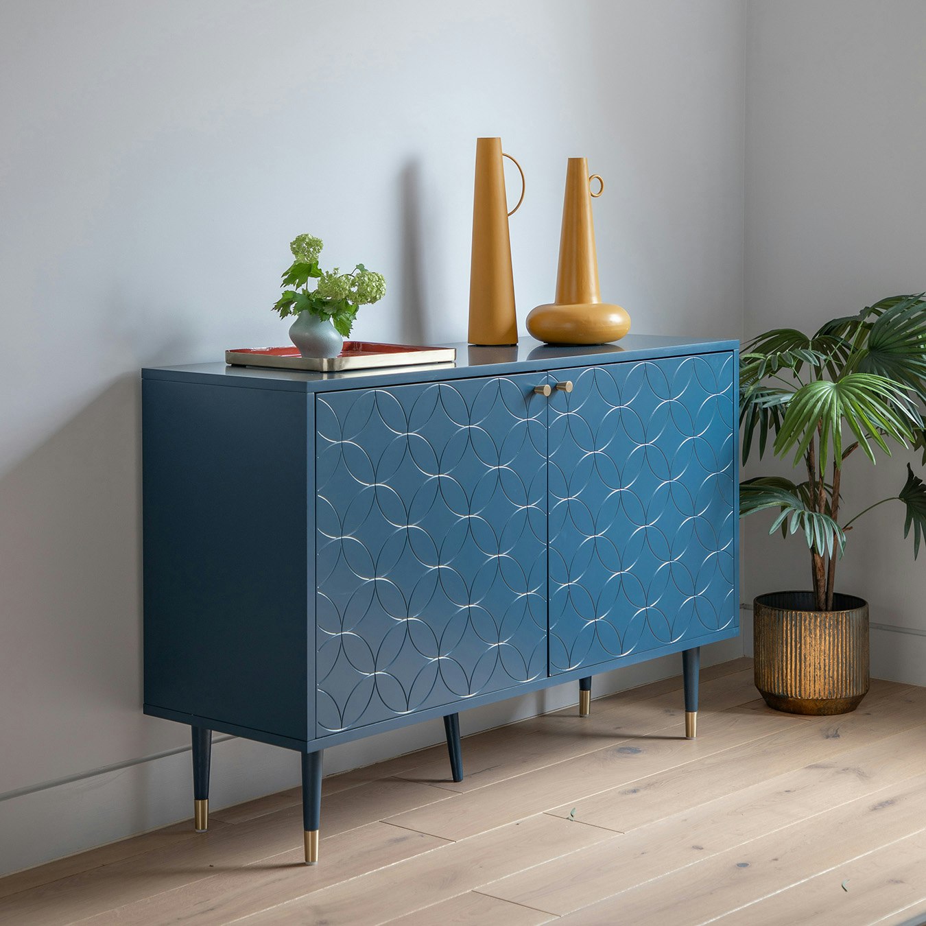 Stylish Geometric 2-Door Cabinet - Blue by E.S. Designs