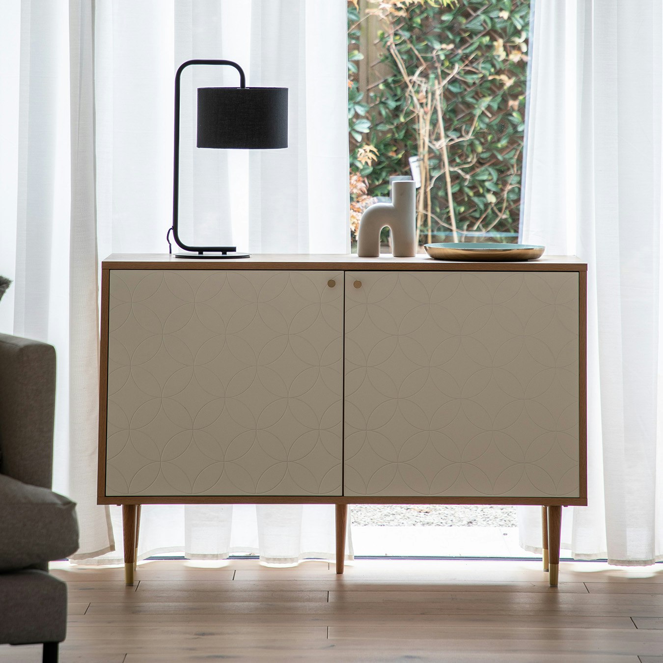 2-Door Cabinet - Oak / White by E.S. Designs