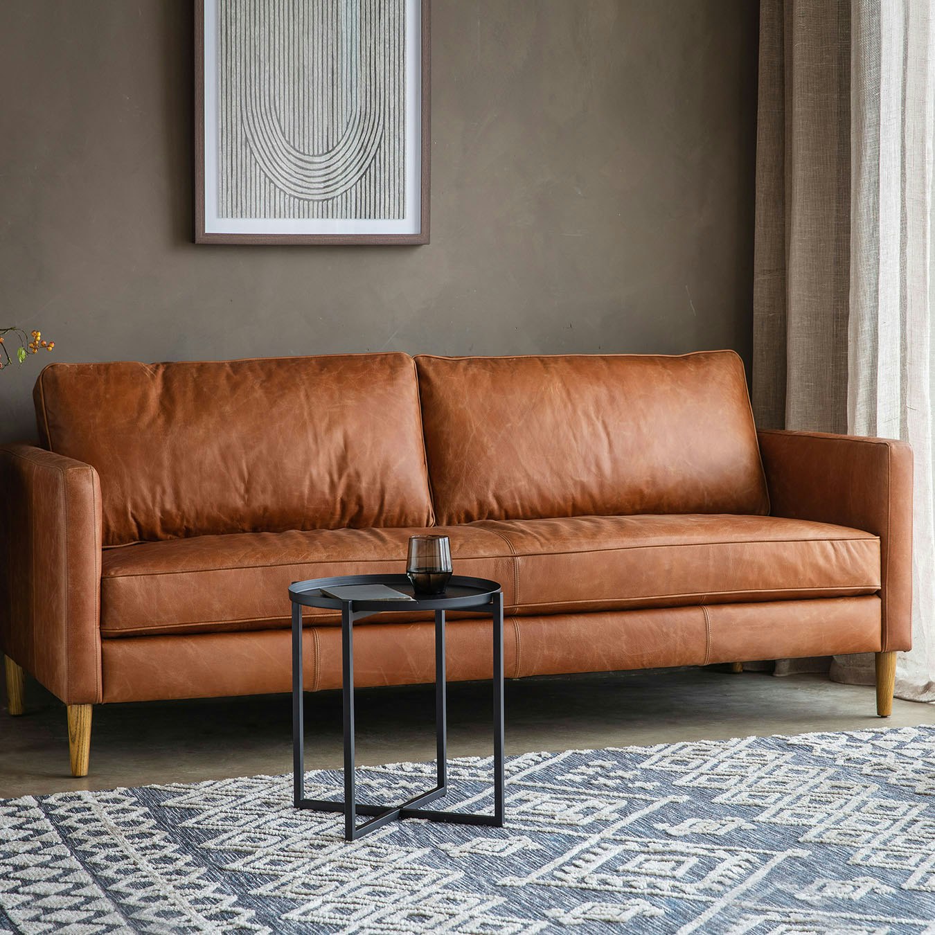 Stylish 2-Seater Leather Sofa - Vintage Brown by E.S. Designs