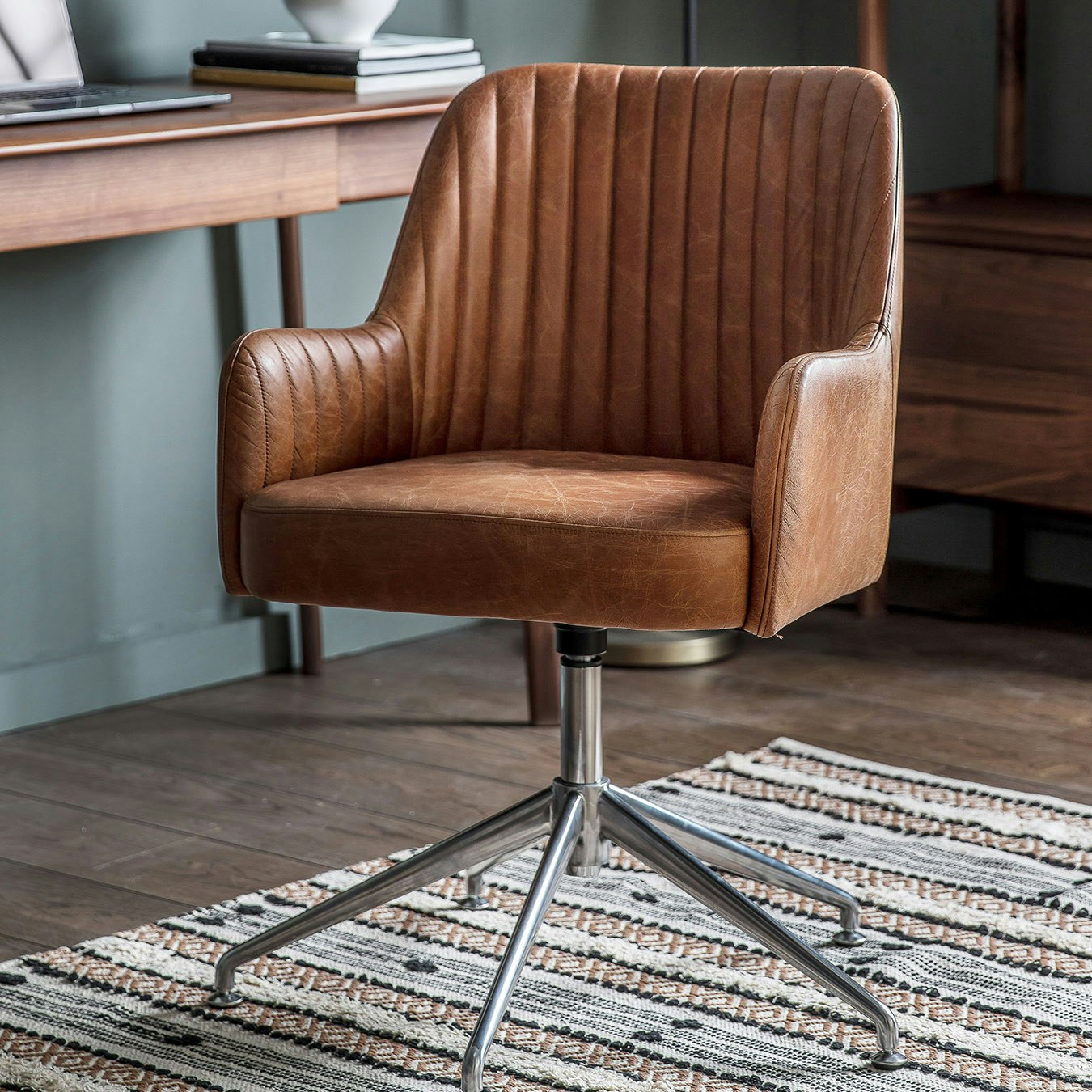 Leather Swivel Chair - Vintage Brown by E.S. Designs