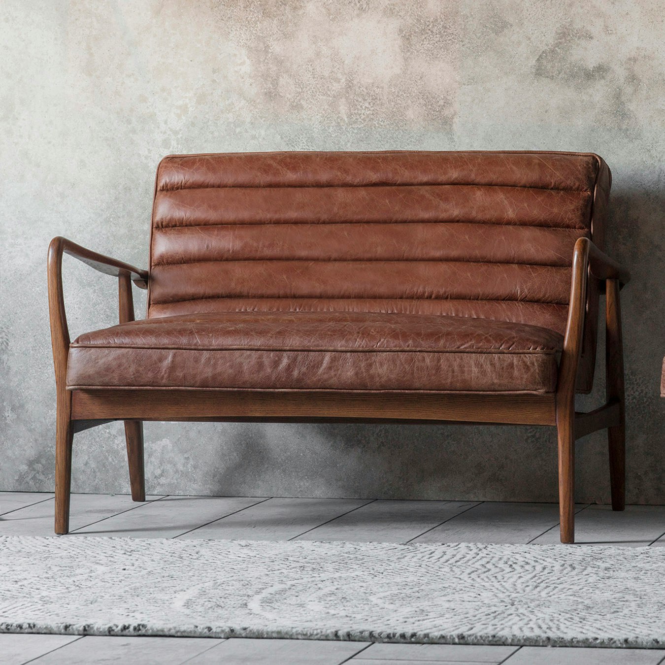 Mid-Century 2-Seater Leather Sofa - Vintage Brown by E.S. Designs