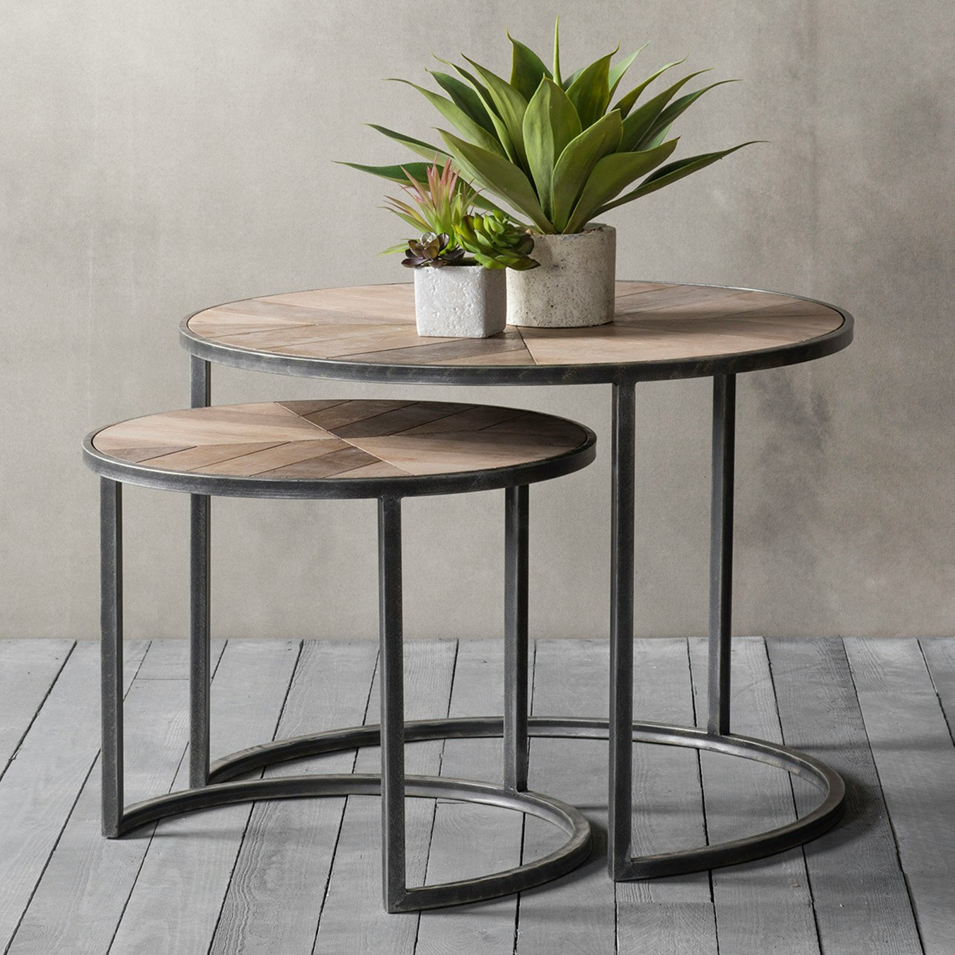 Coffee Nesting Tables - Set of 2 - Chevron by E.S. Designs