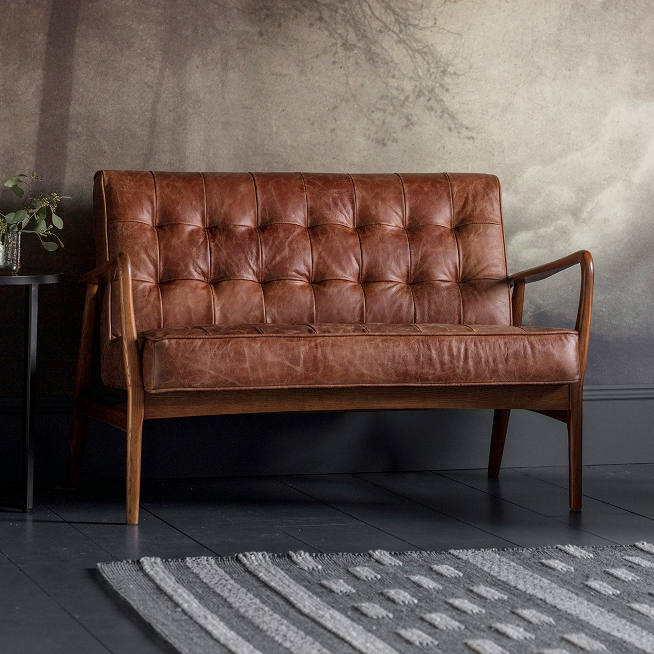 Humber 2-Seater Leather Sofa - Vintage Brown by E.S. Designs