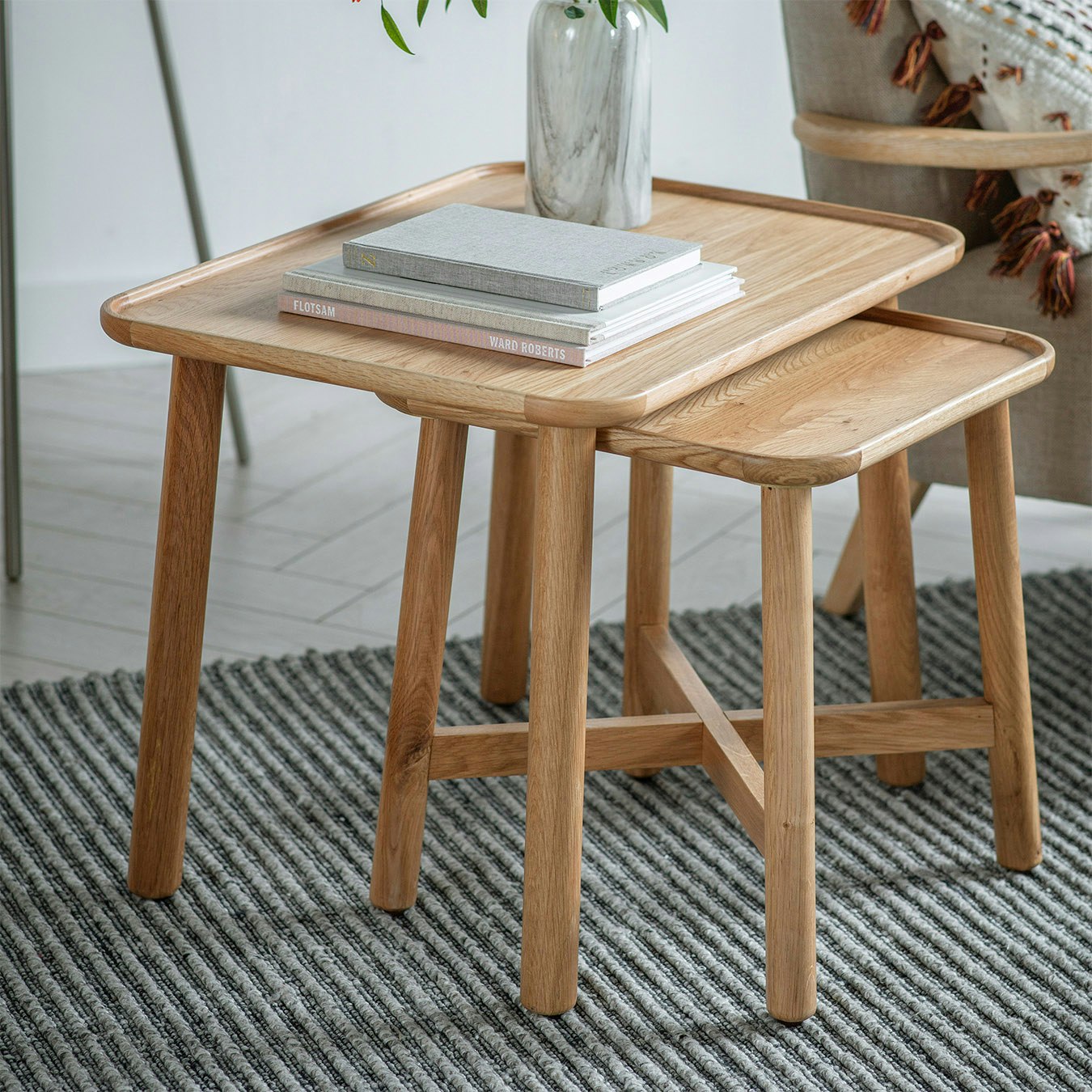 Nesting Tables - Set of 2 - Solid Oak by E.S. Designs