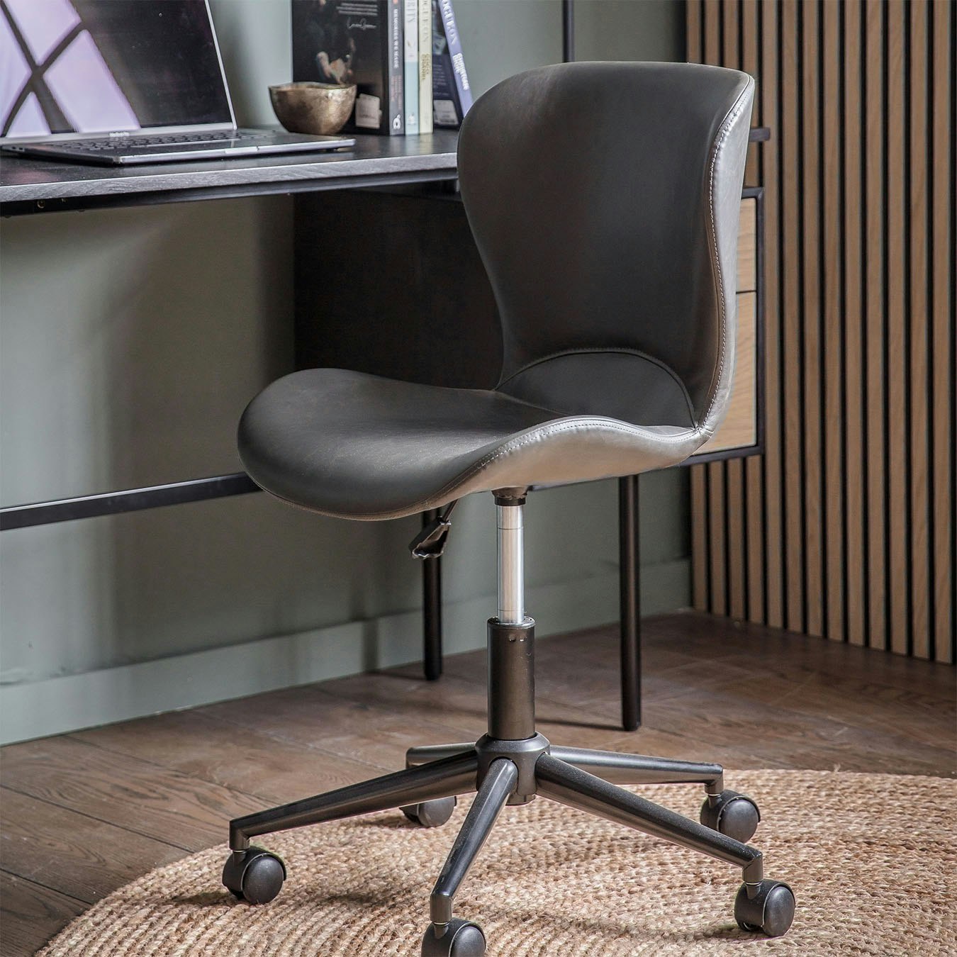Swivel Chair - Charcoal/Faux leather by E.S. Designs