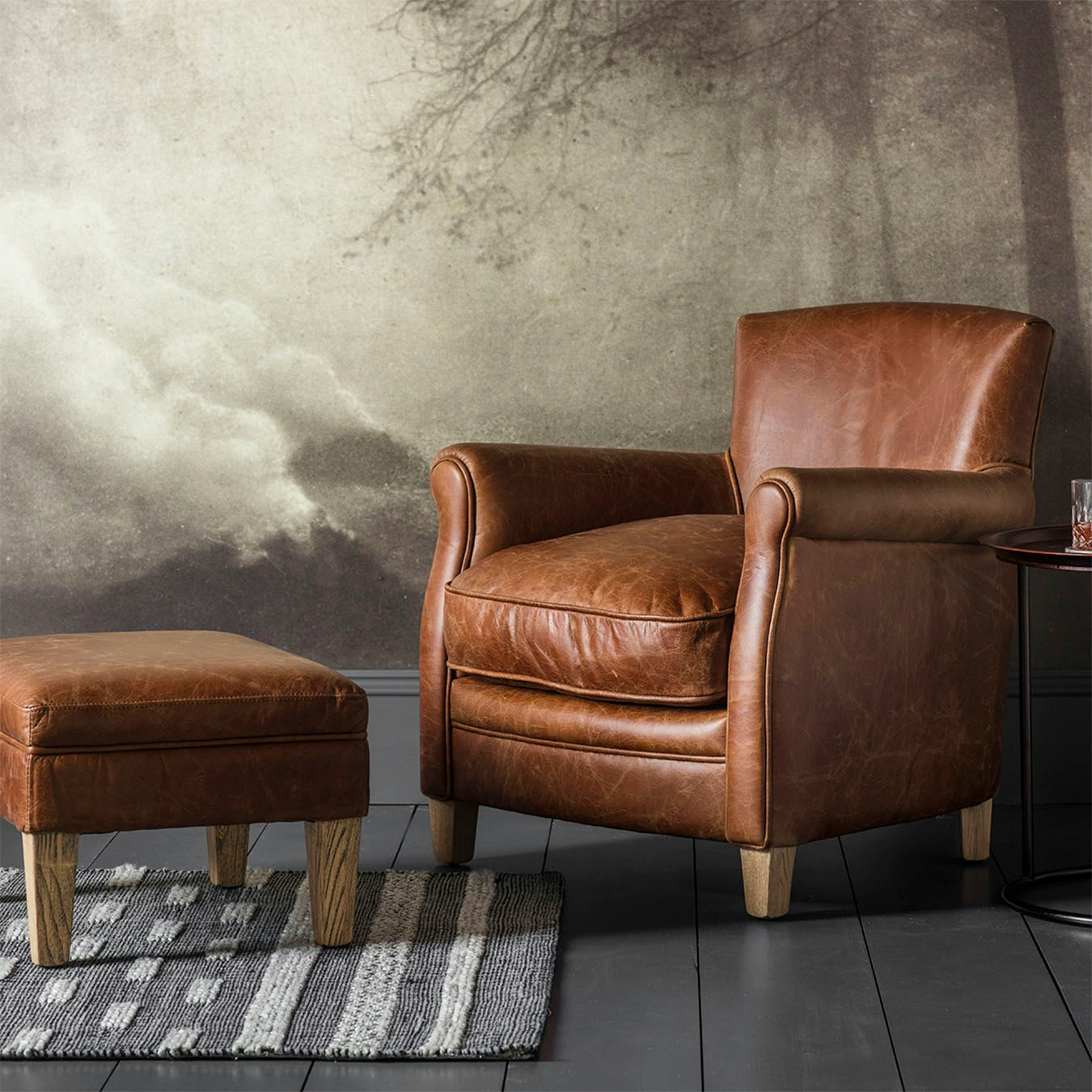Leather Stool - Vintage Brown by E.S. Designs