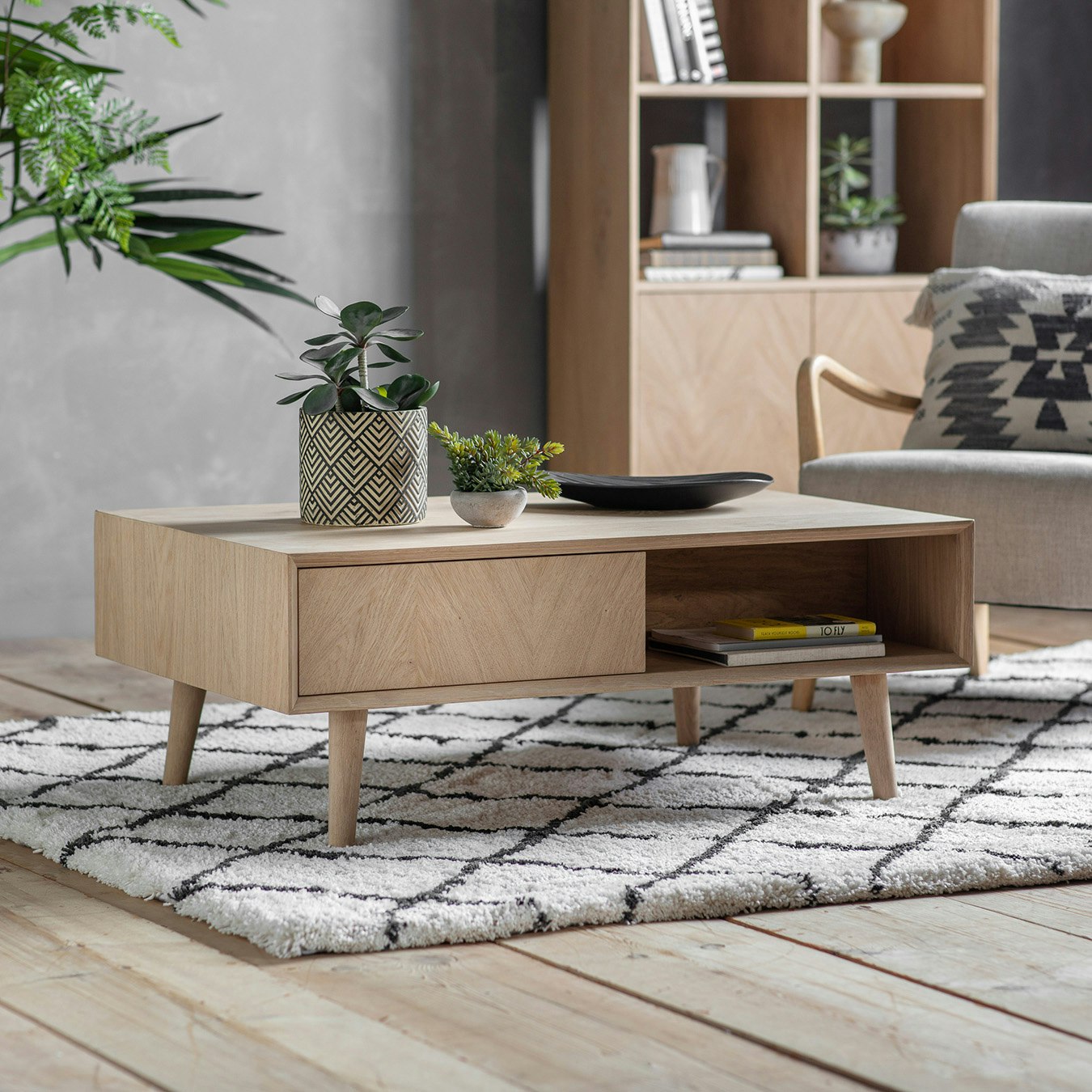 2-Drawer Coffee Chevron Table by E.S. Designs
