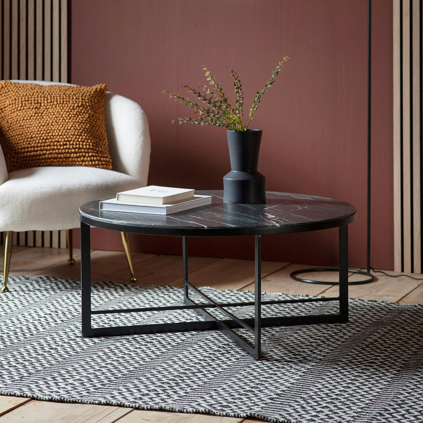 Coffee Table - Black/Marble by E.S. Designs