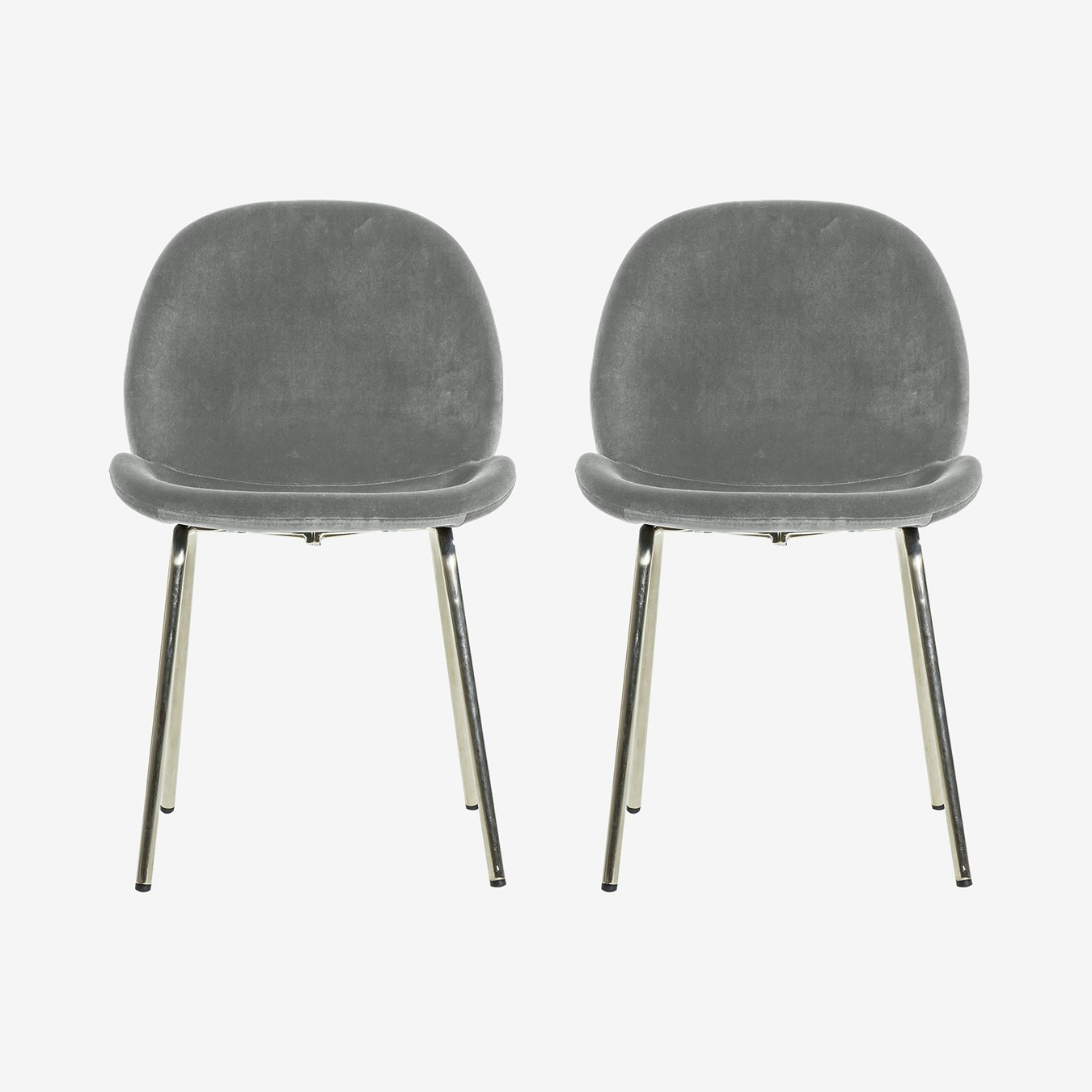 Velvet Chairs - Light Grey - Set of 2 by E.S. Designs