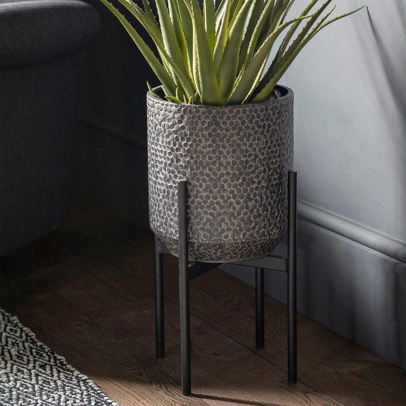 Metal Planter Honeycomb - Black by E.S. Designs