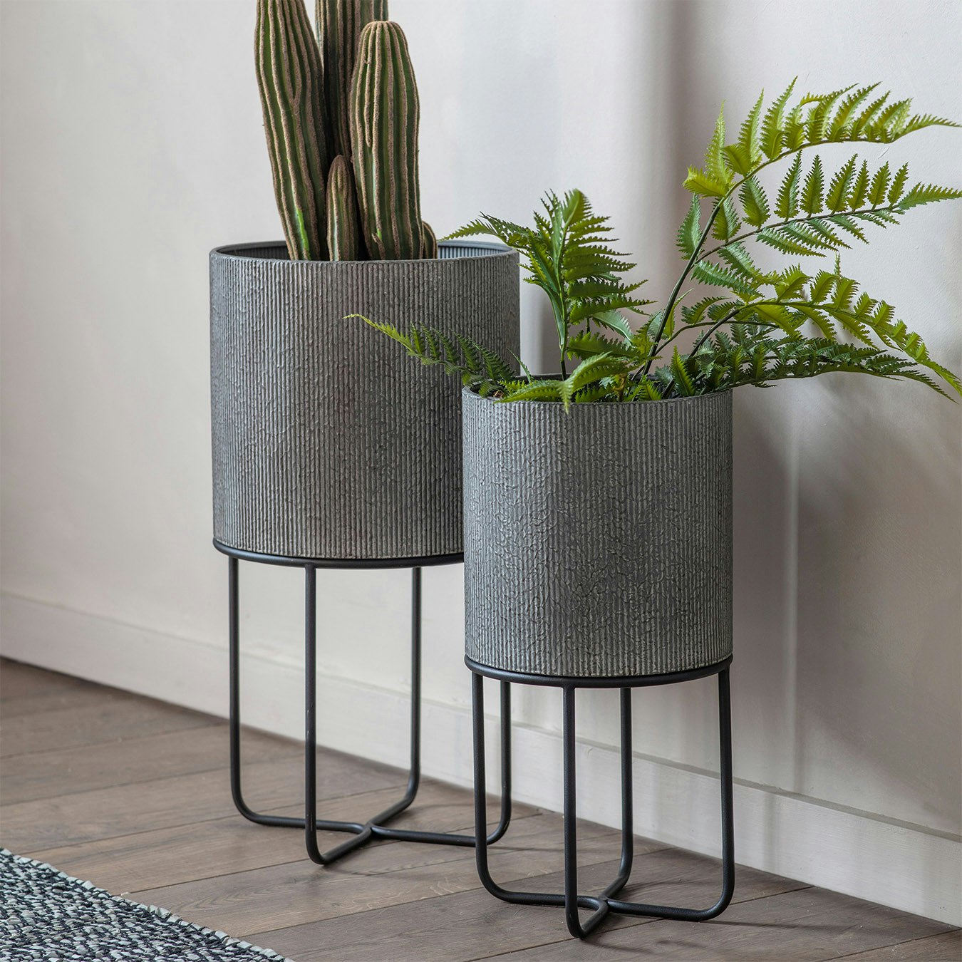 Metal Planters - Grey - Set of 2 by E.S. Designs