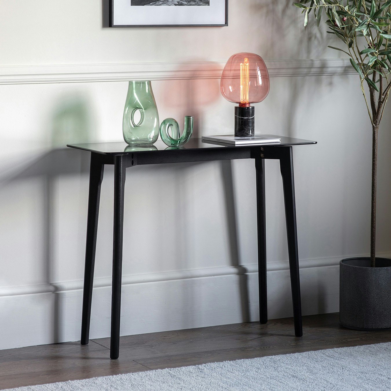 Console Table - Solid Oak/Black by E.S. Designs