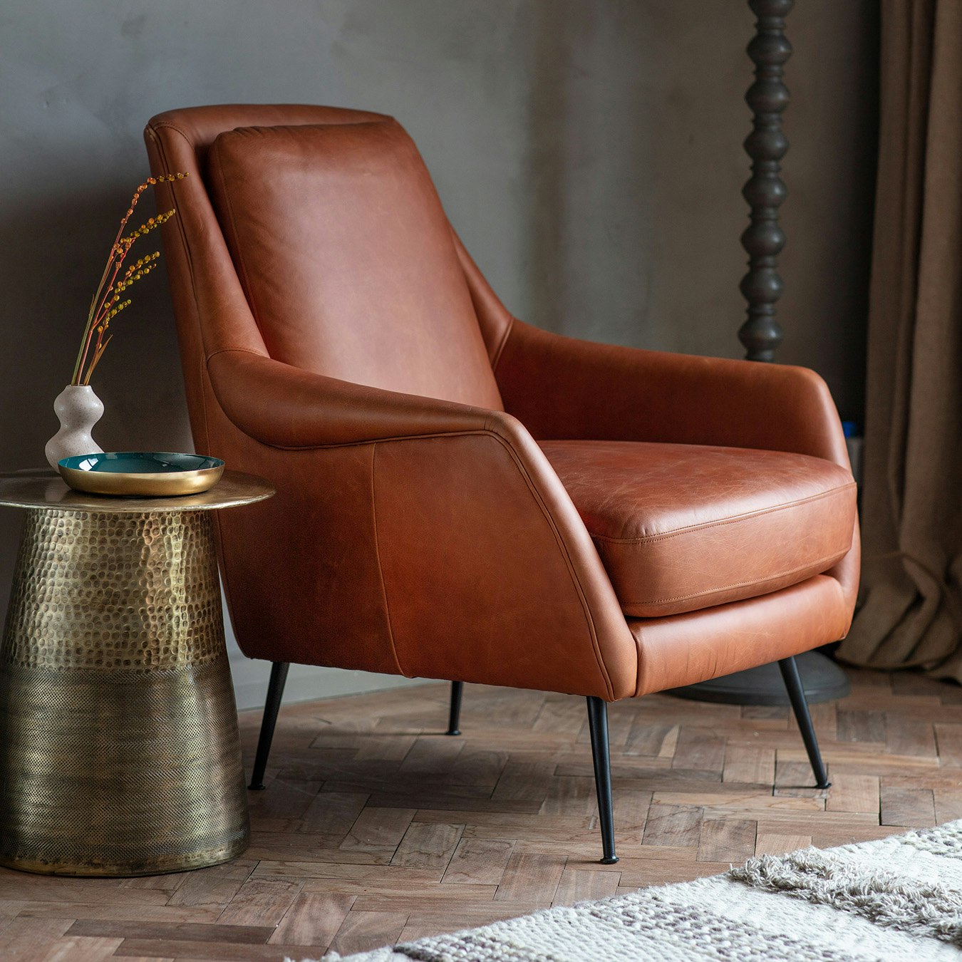 Retro Leather Armchair - Brown by E.S. Designs