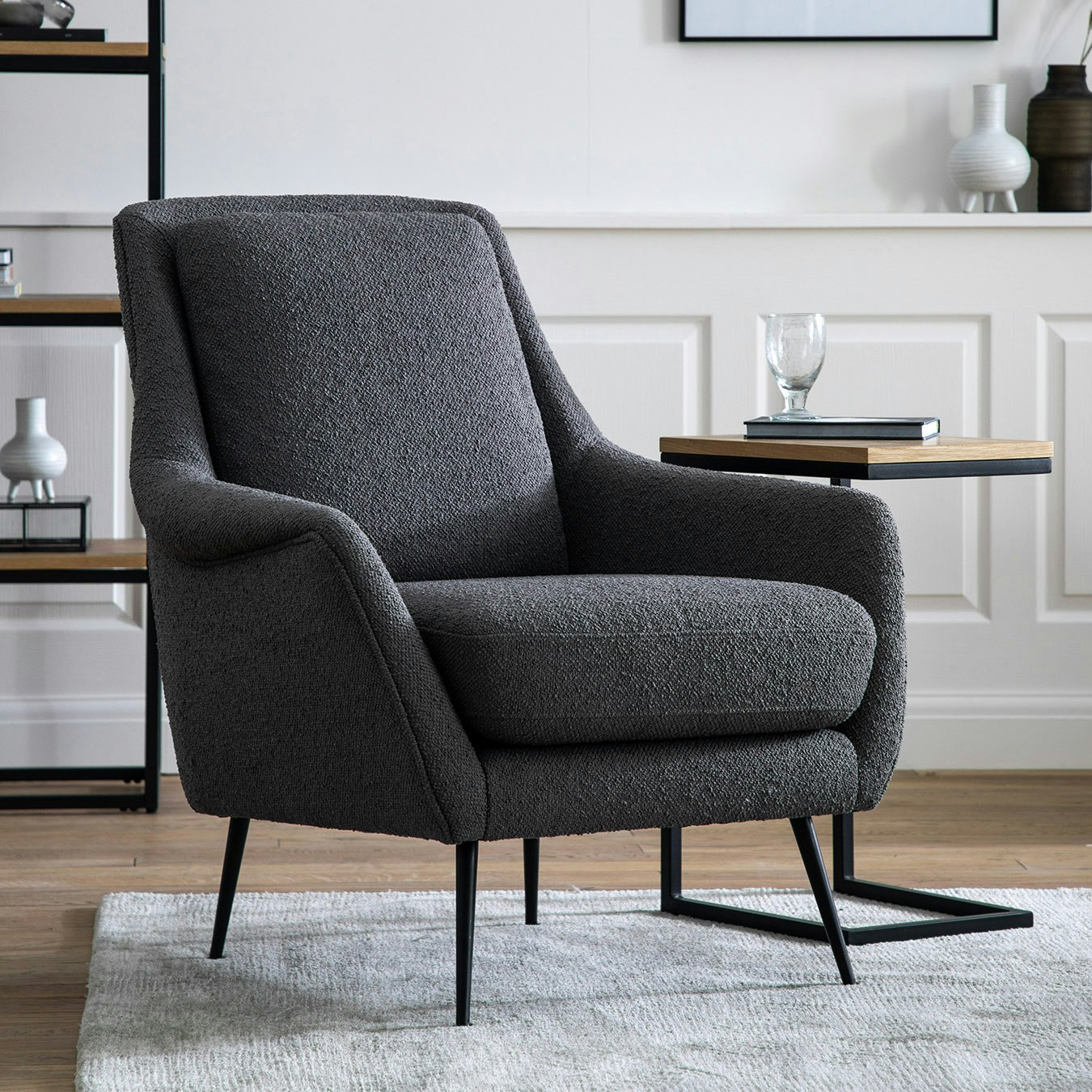 Linen Armchair - Dark Grey by E.S. Designs