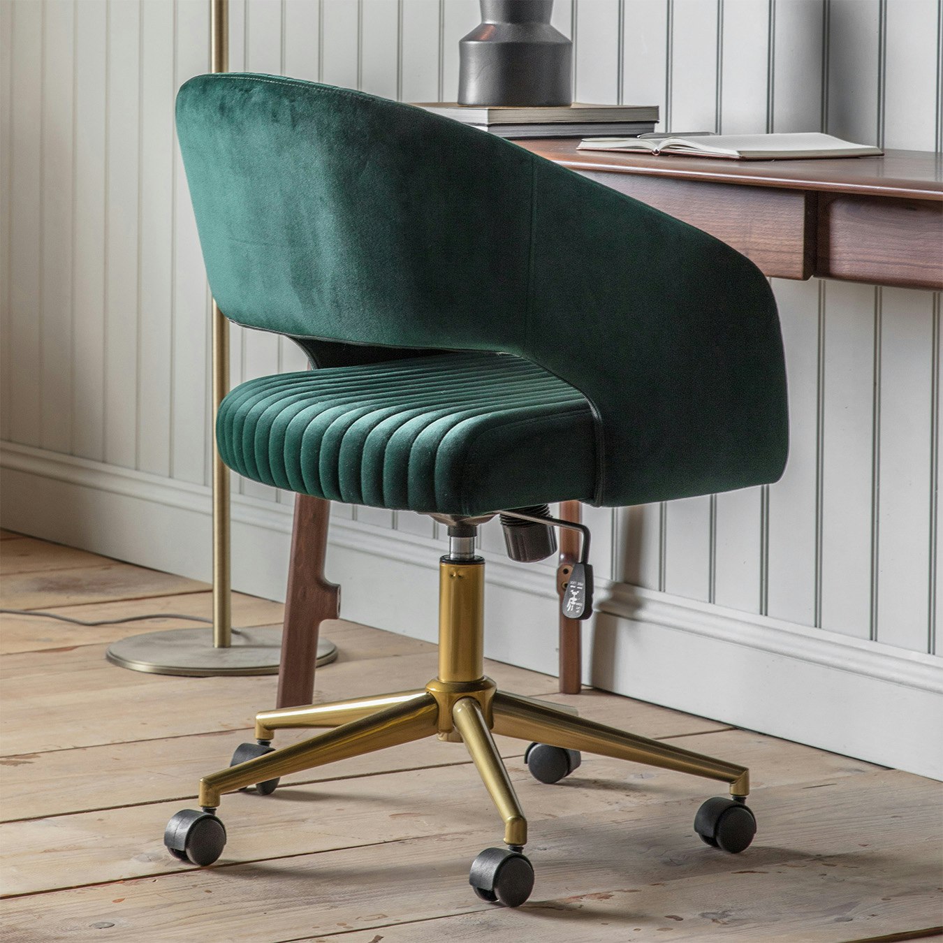 Murray Velvet Swivel Chair - Green by E.S. Designs