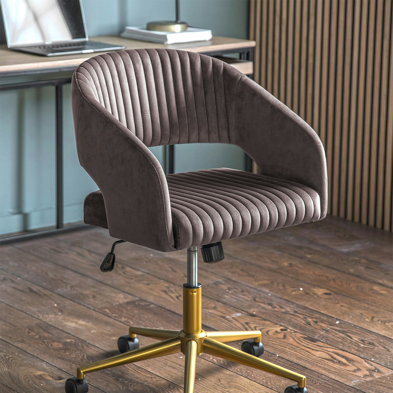 Velvet Swivel Chair - Grey by E.S. Designs