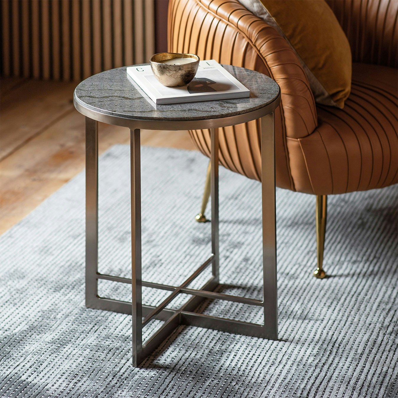 Side Table - Marble/Silver by E.S. Designs