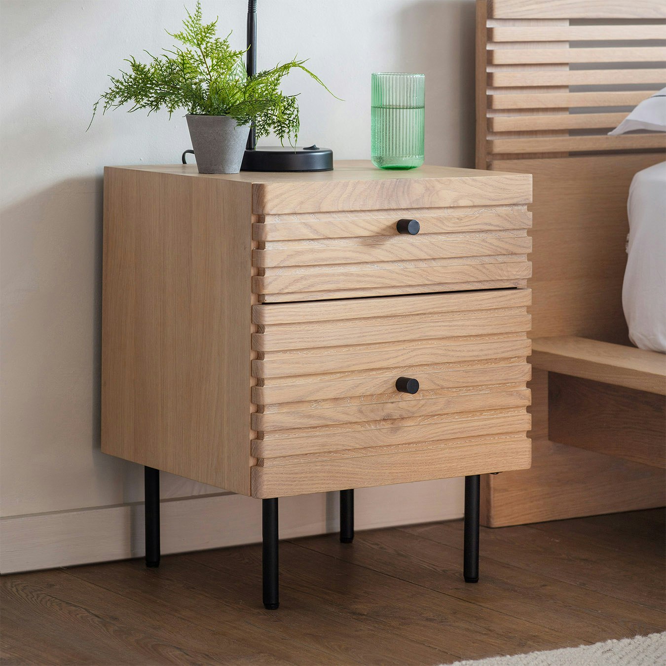 Japandi Style 2-Drawer Bedside Table by E.S. Designs