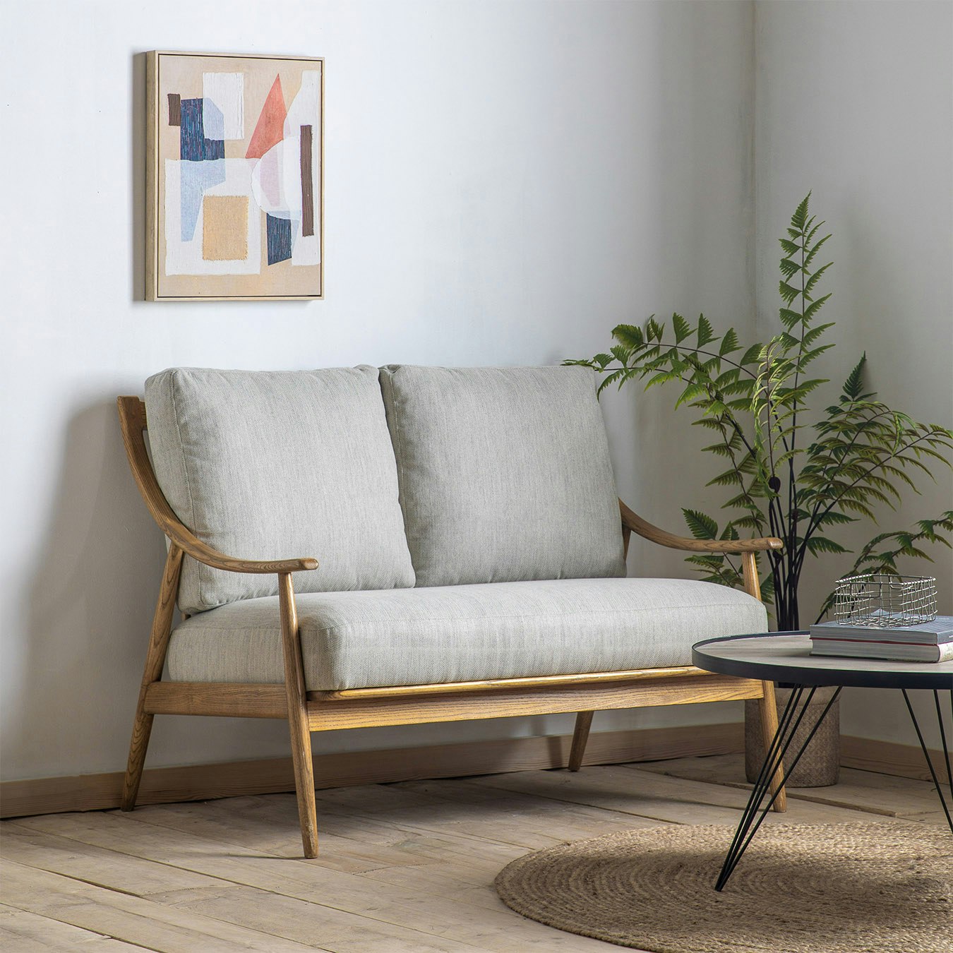 2-Seater Linen Sofa - Dark Natural by E.S. Designs