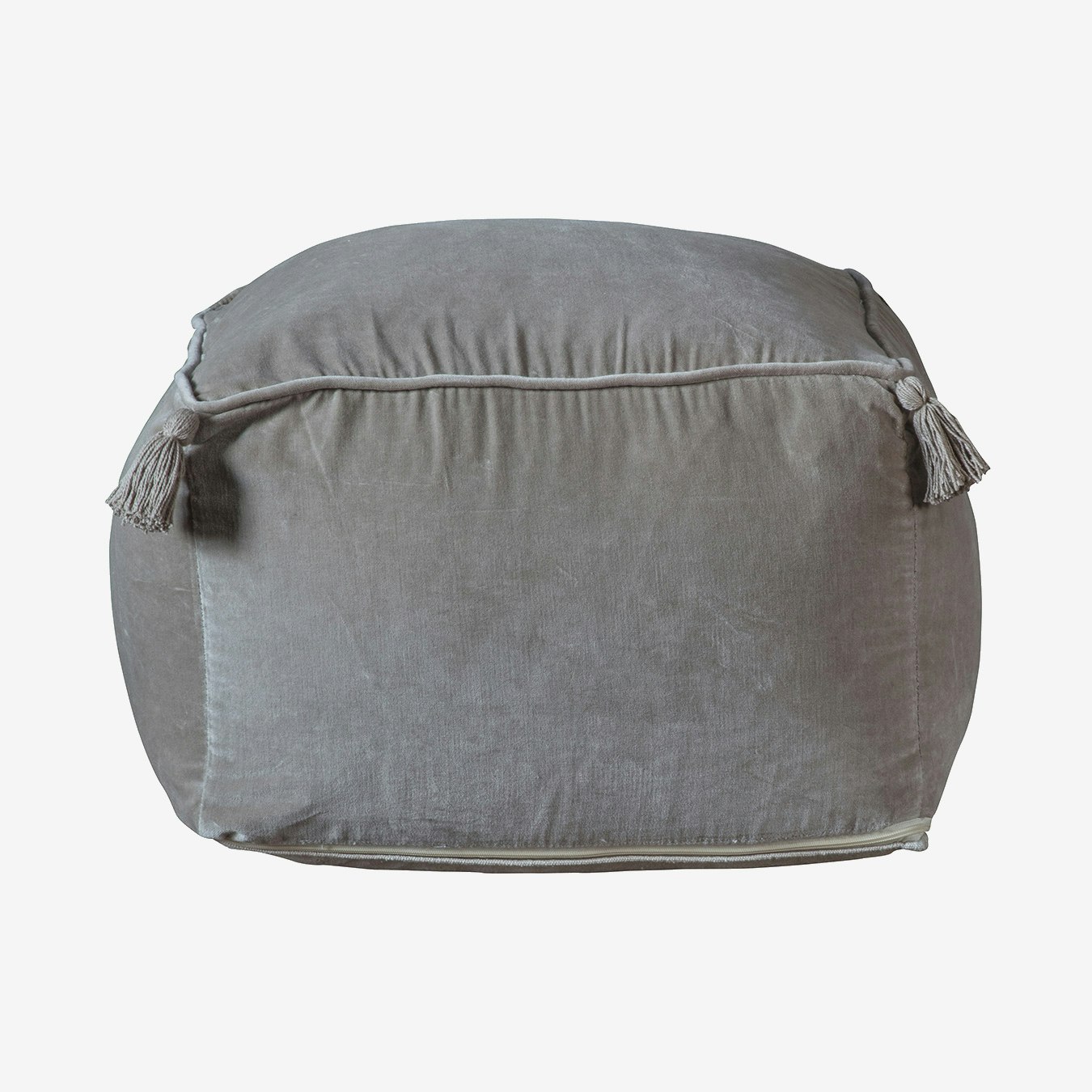 Velvet Pouffe - Silver by E.S. Designs