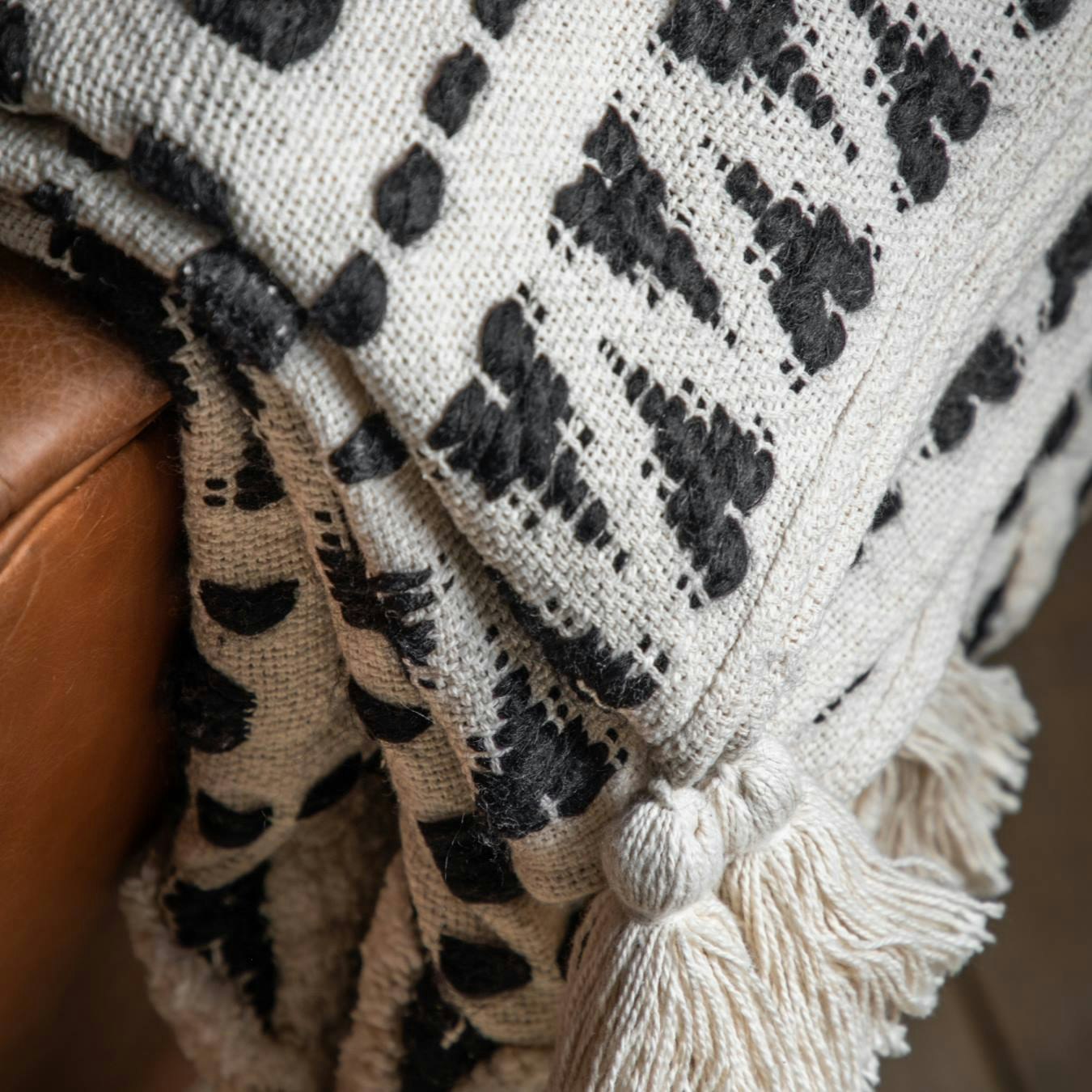Tufted Throw - Black / Cream by E.S. Designs